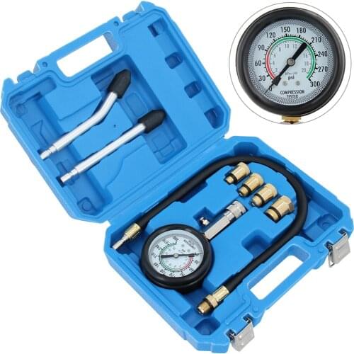 Mayitr 1 set Compression Tester Auto Petrol Gasoline Engine Cylinder Pressure Gauge With Adapter for Car/Truck Tester Kit