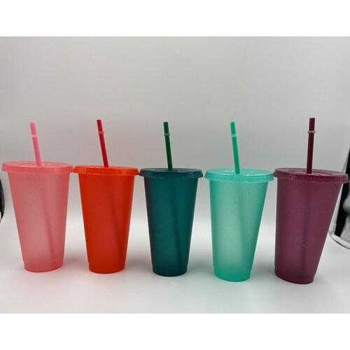 Office and home multi-color optional Straw Cup With Lid With Coffee Cup Reusable Cups Plastic Tumbler Matte Finish Coffee mug