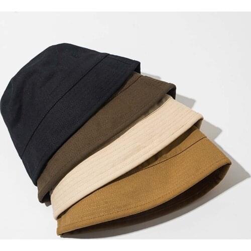 New Japanese designer solid color retro bucket hat basin hat fashion street men and women cotton and linen fisherman hat