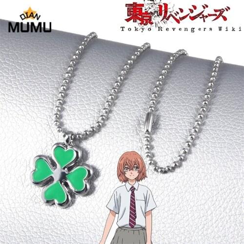 Four Leaf Clover Pendant Necklace Anime Tokyo Revengers Hinata Tachibana Necklace for Women Girls Choker Jewelry