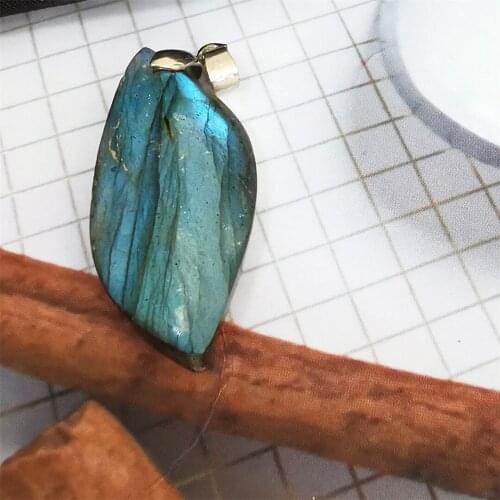 New Natural Blue Or Yellow Labradorite Pendant Women Men Gemstones Gifts Water Drop Healing Stone Crystal Necklace Jewelry