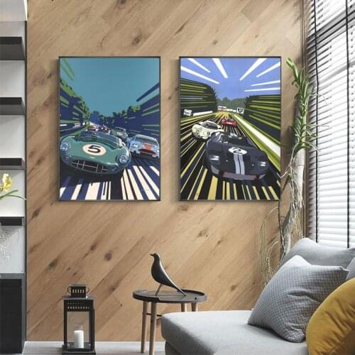 24 Hours Of Le Mans Poster Print Art On Canvas Painting Nordic Poster Wall Art Picture For Living Noom Home Decoration Frameless