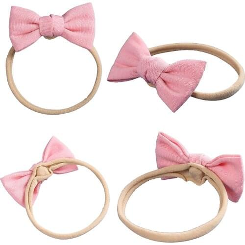 Girls Hair Bands Cotton Bows Nylon Headbands For Children Baby Hair Accessories Newborn Bandana Solid Bowknot Kids Headwear