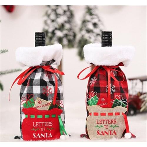 Christmas Wine Bottle Cover Merry Christmas Decor For Home 2021 Navidad Noel Christmas Ornaments Xmas Gift Happy 2022 New Year