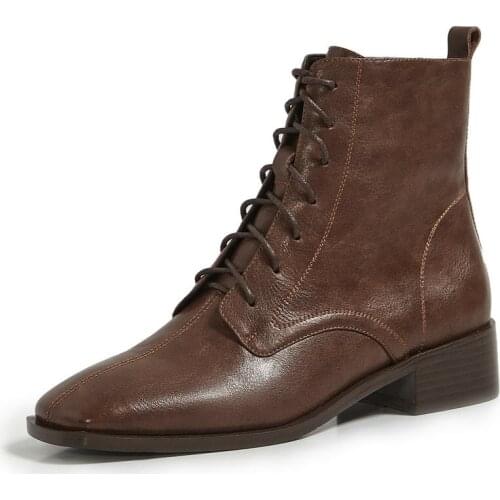 SKLFGXZY new arrival Genuine leather Womens boots Martin boots European style fashion cowhide Female boots Autumn winter shoes