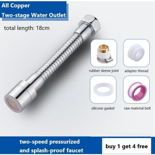 All Copper Splash-proof Faucet Universal High Pressure Nozzle Filter Faucets Kitchen Water-Saving Sink Extender Can Bend