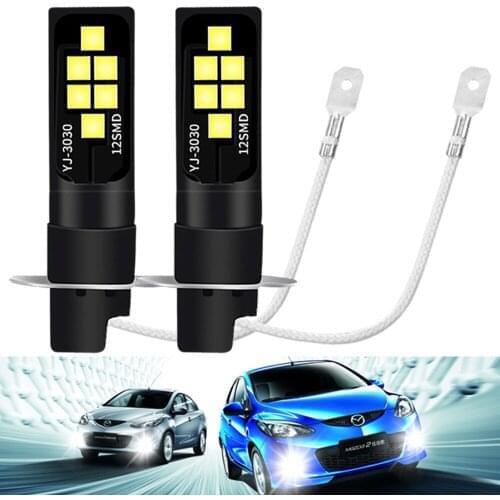 2pcs LED H3 H1 Super Bright Fog Light Led Bulbs Driving Running Lights Auto Lamp Led White Qrange Ice Blue Pink Purple 3030SMD