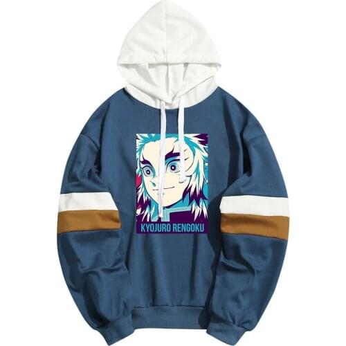Anime Demon Slayer Men Women Hoodies Sweatshirt Hero Rengoku Kyoujurou Streetwear Patchwork Dropship Plus Size Clothing