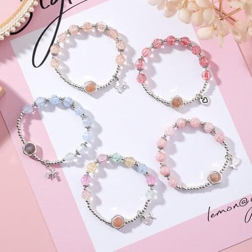 XiaoboACC Korean Version Girl Crystal Bracelet Cartoon Crack Beads Bracelet