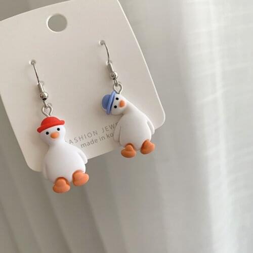1Pair European Kawaii Funny Drop Earrings For Women Girl Cute Simulated Animal Duck Earring Fashion Jewelry EC350