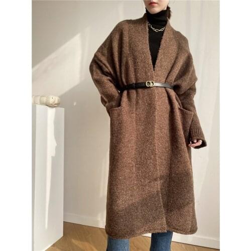 Casual style ladies Long sleeve fashion cardigans coat plus size female vintage cotton sweater outerwear