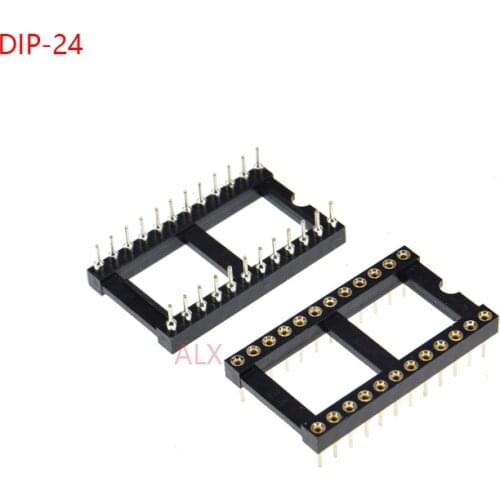 10PCS wide body DIP24 IC ROUND HOLE SOCKET 24p DIP CHIP TEST HOLDER Adaptor 24 PIN dip-24 DIP 24PIN 2.54MM PITCH CONNECTOR