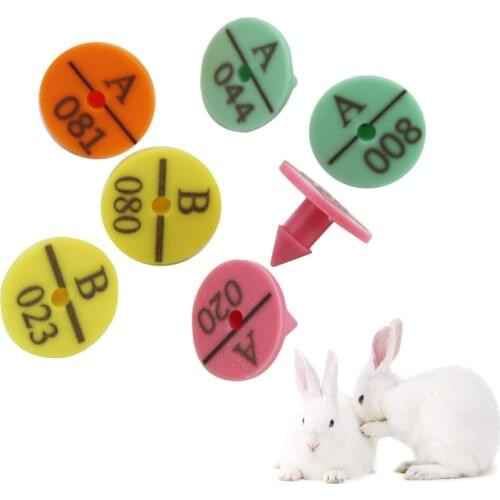 100Pcs Rabbit Ear Tag Plastic Anti-shedding with The Word Round Pig Sheep Ear Signs Ear Signage Farm Animal Identification Card