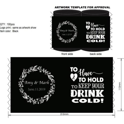 100pcs Personalise Your Design Wedding Custom Stubby Holder Beer Cooler Stubby Cooler Wine Cooler Neoprene Stubbie Promotional