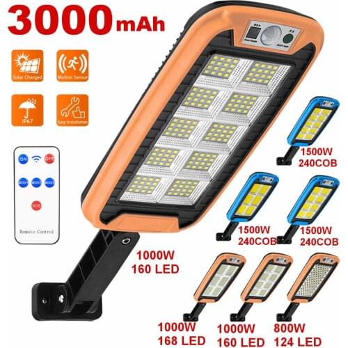 1500W 168LED 240COB Solar Street Lights Outdoor Security Light Wall Lamp Waterproof PIR Motion Sensor Smart Remote Control Lamp