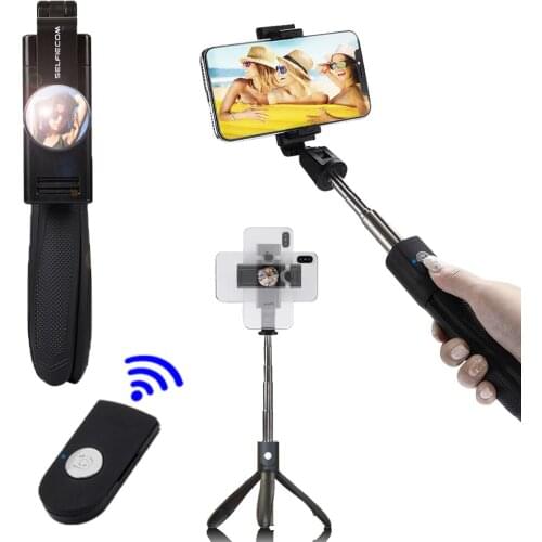 2020 New Arrive Foldable Bluetooth Wireless 360 Rotation Selfie Stick 4-6.5 inches IOS Android Mobile Phone Clip K06