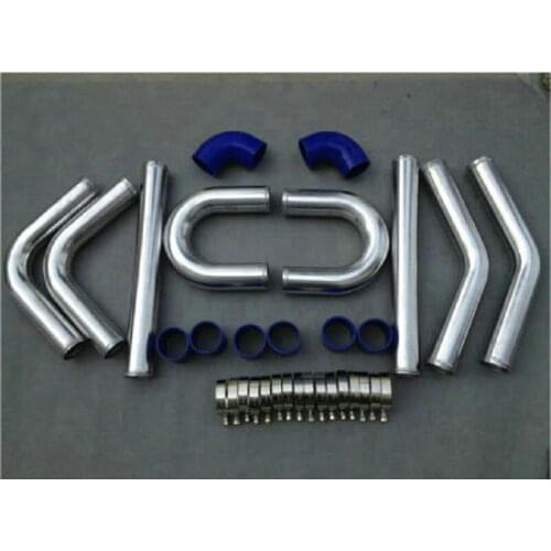 3" New Aluminum Universal Intercooler Turbo Piping blue hose T-Clamp kits 12pcs Blue/Black Hose
