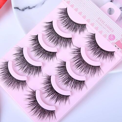 5 Pairs 13mm False Eyelashes Set Eye Lashes Natural Bushy 3d Fake Eyelashes Mink Makeup Beauty Eyelash Extension Tools Wholesale