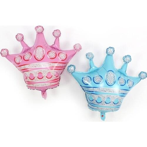 76x72cm Medium baby blue pink Princess crown balloons 1st happy birthday parth decorations kids baby shower globos