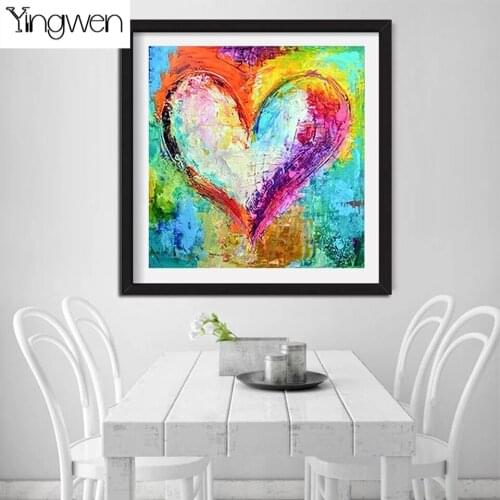 Diamond Painting Full Drill Colorful Watercolor Heart 5d DIY Embroidery Mosaic Cross Stitch Kits Wall Stickers Home Decoration
