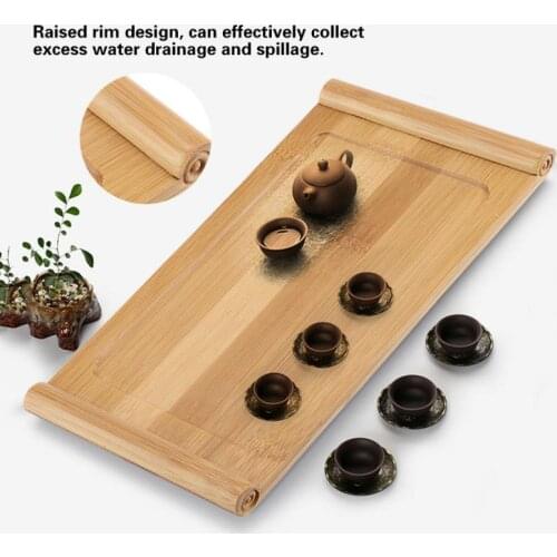Bamboo Tea Tray Cup Plate Food Dessert Serving Tray Kung Fu Tea Accessory snack coffee dessert serving tray