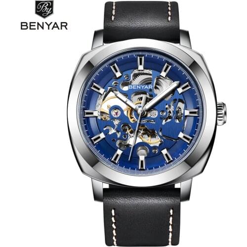 BENYAR 2019 New Luxury Casual Clock Men Automatic Watch Skeleton Business Watch Mechanical Relogio Male Montre Watch Mens Reloje