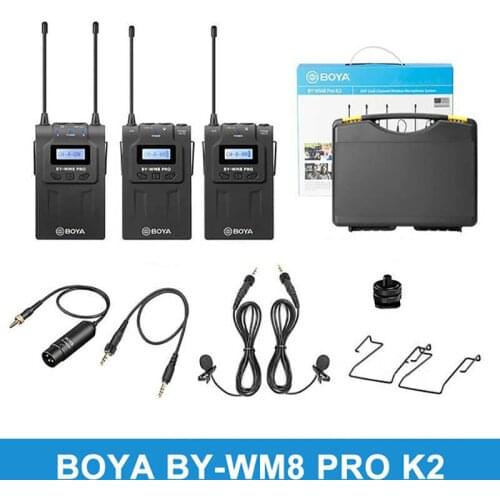 BOYA BY WM8 Pro K7 K6 K5 K4 K3 K1 K2 UHF Dual Wireless Microphone system Interview Mic for iPhone for pc DSLR Video Camera