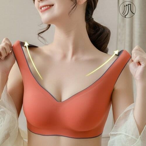 Latex Seamless Bra Push Up Bralette Underwear Bras For Women Gathers Shockproof Pad Brassiere Female Intimate Active Bra Bh Top