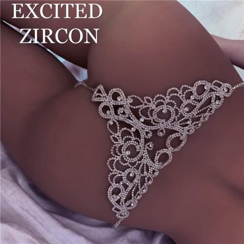 Fashion Sexy Big Ass Body Chains Bling Rhinestone Waist Chain Panties Jewelry Women Crystal Underwear Thong Belly Chain Jewelry