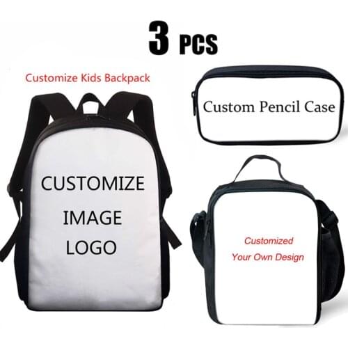 Custom Your Image Print 15inch Kids Backpack for Boys Girls Schoolbag Student Book Bags Children School Bag Preschool Mochilas