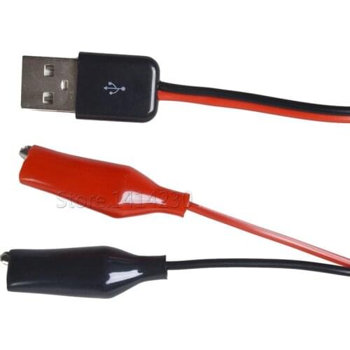 DIY Power Wire Red Black Alligator Test Clips to USB Male Connector Power Supply Adapter Wire 60cm