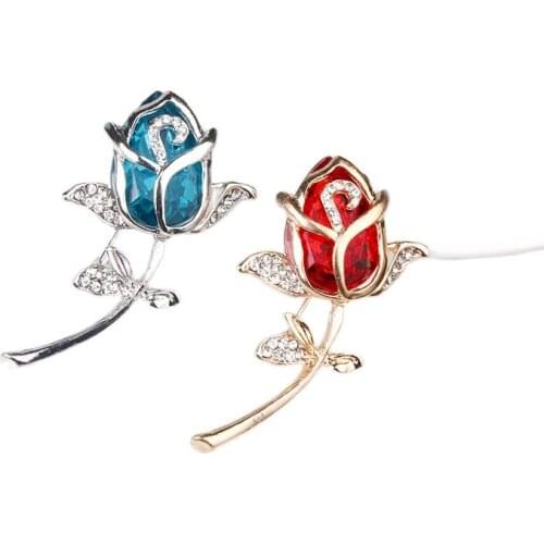 Elegant Rhinestone Crystal Hollow Rose Brooch Pin Fashion Jewelry Brooches For Gift Unisex Jewelry