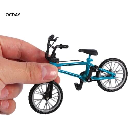 OCDAY Fingerboard bicycle Toys With Brake Rope Blue Simulation Alloy Finger bmx Bike Children Gift Mini Size