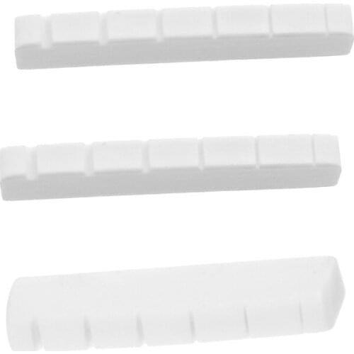 Nut Folk Bridge Pins Bone Saddle for Guitar with 2 Pcs 6 String Electric Bone Nut Cattle Bone Slotted Replacement