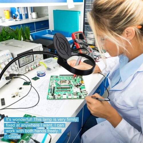 3x10x Lighting LED 8x15X Magnifying Glass Desk Lamp with Clamp Hands USB-powered 38 LEDs Lamp Magnifier