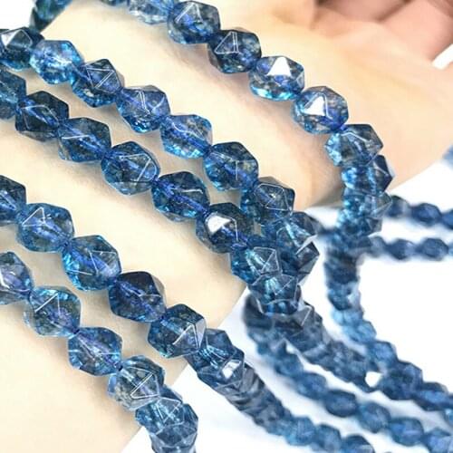 Faceted Cutting Blue Crystal Stone Beads 6/8/10MM Round Loose Strand Beads For Jewelry Making DIY Bracelet Necklace