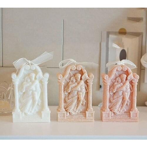 Greek Love Mythology Elements Candle Silicone Mold Roman Character Relief Architecture Scented Resin Molds Candle Soap Making