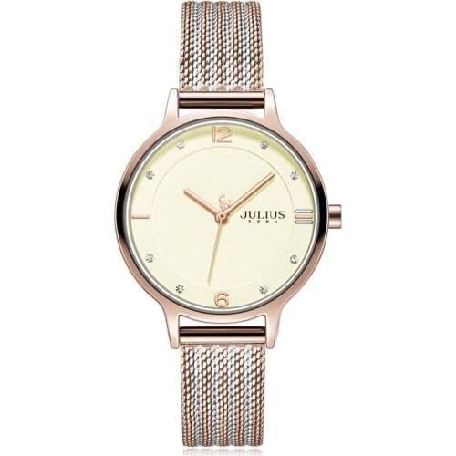 4 Colors Classic Simple Julius Womens Watch Japan Mov't Hours Elegant Fashion Clock Stainless Steel Bracelet Girls Gift Box