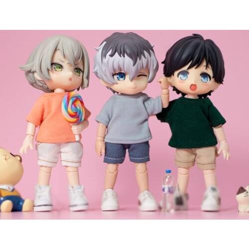 OB11 Baby Dolls Multi-Color Solid Stripe Short Sleeve Baby Dolls T-Shirt 1/12 BJD Round Molly doll clothes doll accessories