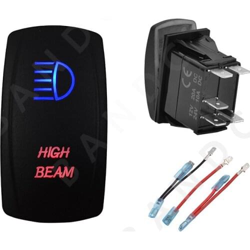 Car Boat HIGH BEAM Rocker Switch 5P SPST Laser Blue&Red Leds ON-OFF for ARB RV Camping Accessories，Car Tuning Parts，Jumper Wire