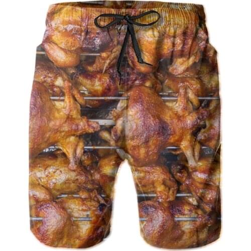 Summer Men Beach Shorts Breathable Quick Dry Sarcastic Food Full Printed,Food Party Casual Eat Hawaii Pants