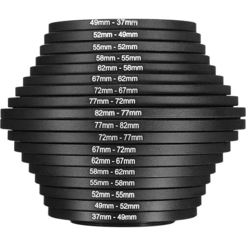 Top Deals 18Pcs Lens Filter Ring Adapter Step Up Down 37-82mm Set For Canon Nikon Camera