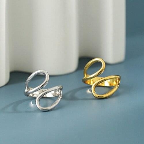 Luckydays Geometric Hollow Ellipse Cross Line Ring Female Drop-shaped Minimalist Smooth Creative Accessories
