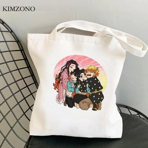 Demon Slayer Kimetsu No Yaiba shopping bag bolsas de tela bolso reusable canvas recycle bag bag reciclaje woven ecobag net grab