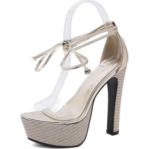 Model Womens Shoes 13cm/14cm Super High Heel Single Sandals Thick With Stage Performance Shoes Catwalk Black Car Model