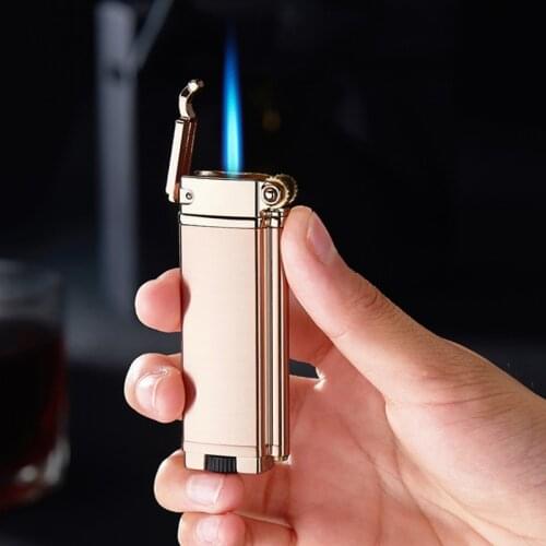 Fashion Grinding wheel Flint Gas Lighter Straight Flame Butane Gas Windproof Jet Lighters Metal Spray Gun Cigarette Lighter