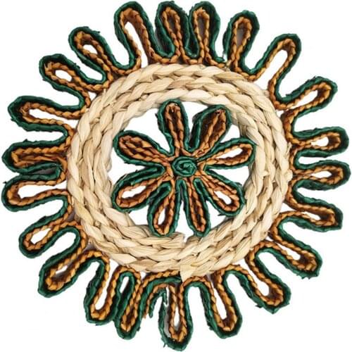 Fashion Cup Coaster Heat Resistant Woven Straw Tear Resistant Sturdy Table Cup Mats for Kitchen Office Table Placemats