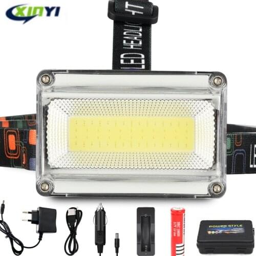 10000LM Powerful COB LED Headlight DC Rechargeable Headlamp 3Modes Waterproof Head Torch with 18650 Battery for Hunting Fishing