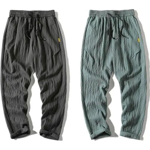 Ice Silk Straight Men Trousers Tide Baggy Sweatpants Sport Drawstring Pants Outdoor Male Trainning Pants Plus Size Pantalones