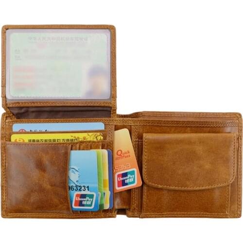 2021 Mens Purse Wallet Vintage Genuine Leather Wallet RFID Blocking Business Card Holder Money Bag Man Wallet Male